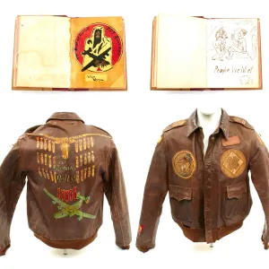 Original U.S. WWII B-24 Brokan Dollah 759th Bomb Squadron Named A-2 Flight Jacket with Diary
